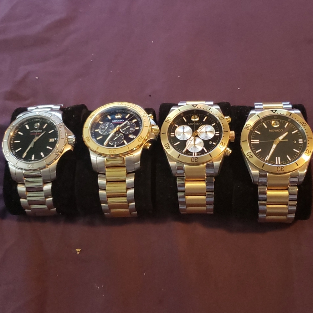 Lot of 4 movado series 800 mens watches.